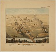 Birdseye view of Cottonwood Falls, 1875