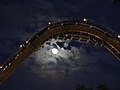 Hersheypark roller coaster at night with white aviation obstruction lights which enhance the visibility of the ride and act as special effects.