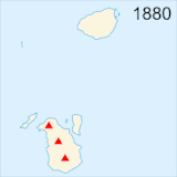 Evolution map of the Krakatoa Archipelago, between 1880 and 2018