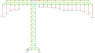 Example of calculation truss forces made by program that use matrix Gauss solving method
