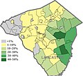 Persons speaking an Indo-European language at home other than English or Spanish (among adults 18+), a vast majority of them speak Pennsylvania German. (ACS 2019 5-year estimate).