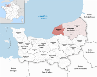 勒阿弗尔区在诺曼底大区与滨海塞纳省的位置