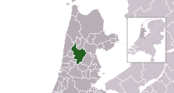 Highlighted position of Alkmaar in a municipal map of North Holland