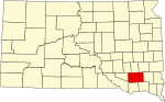 标示出哈钦森县位置的地图