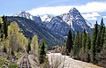 Garfield (right) seen with Animas River from Durango and Silverton train