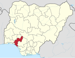 Location of Ondo State in Nigeria