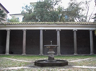 The atrium at the Basilica di San Clemente, Rome, with reused Ancient Roman columns