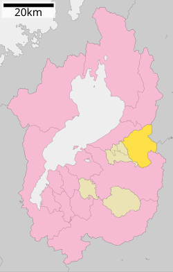Location of Taga in Shiga Prefecture