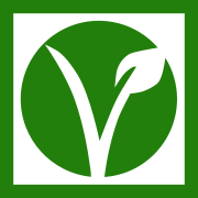 Green circle containing a 'v'