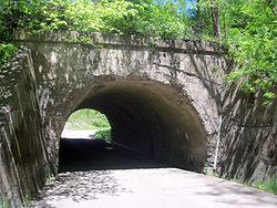 Cool Spring Road (Steubenville Township Road 167A) passes under Wheeling and Lake Erie tracks just to the east of the Coen Tunnel