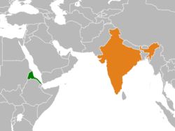 Map indicating locations of Eritrea and India