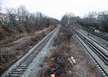 The right-of-way of the planned Interborough Express as seen in Brooklyn