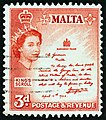 Depicting King George VI's handwritten letter through which he awarded the George Cross to Malta