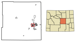 Location of Mills in Natrona County, Wyoming.