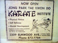 Mr. Heisner's karate school in Kenmore, NY. 1970s advertisement.[35]