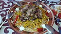 Plov (also pilaf, palov, osh) - symbol of uzbek cuisine, made with onion, carrot and rice, can also include meat, boiled eggs, qazi (sausage made of horse meat)