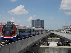 EMU-A2 departing Samrong station.