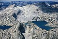 Aerial view of Glacier Peak in upper left, Eagle Cap upper right, Prospect Lake lower left, Glacier Lake to right.