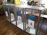 Ballot boxes in Ukraine, which are transparent to prevent pre-stuffing the box with fake ballots
