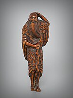 Sennin with his staff, carver Jobun, 18th century, wood, height 80 mm