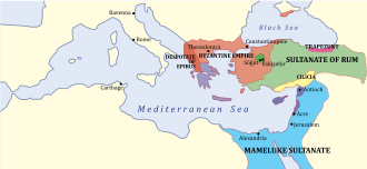 Map showing the Byzantine Empire and its neighbors.