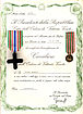 Letters patent of a Knight of Vittorio Veneto, shown with badge and miniature