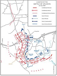 Map of the Battle of Atlanta, 22 July 1864