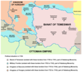 Map of Military Frontier sections in Syrmia, Bačka, and Pomorišje in 1718-1744