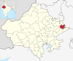 Location of Bharatpur district in Rajasthan