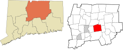 Manchester's location within the Capitol Planning Region and the state of Connecticut