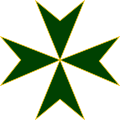 Cross of the order, a green Maltese cross, also included in the flag of the Volunteers Corps.