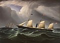 American Steam-sail ship 'American Steam-sail ship Star of the South, passing an American full rigged ship at sea