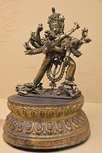 Heruka (in Yab-Yum form) is one of the nine deities emanating from Dhyani Buddha Akshobhya, Nepal, 1544 AD.