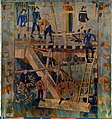 The Saw Mill, a tapestry designed by textile artist Kåre Jonsborg (1912-1977) and woven by Else Halling in the early 1950s, hangs in the Town Hall of Oslo, Norway.