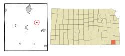 Location within Labette County and Kansas