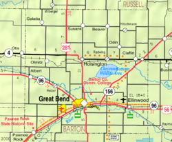 堪萨斯州运输部（英语：Kansas Department of Transportation）的巴顿县地图（图例）