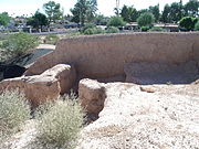 Different view of the Mesa Grande Temple Mound, built c. 1100 AD and located in the Mesa Grande Cultural Park at 1000 N. Date St. The Mesa Grande Cultural Park was listed in the National Register of Historic Places in November 21, 1978, reference number 78000549.