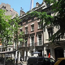 Seen in May 2021; 13 West 54th Street is at left and 7 West 54th Street is at right