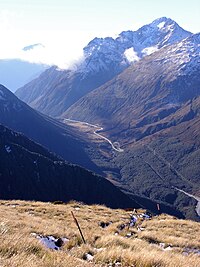 Arthur's Pass seen from the slopes of Avalanche Peak