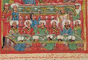 2 拜占庭帝国的宴会会展示音乐家和各种乐器（1204–1453）