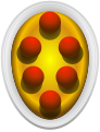 The intermediate coat of arms of the Medici, Or, six balls in orle gules