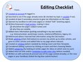 A checklist for editing Wikipedia with reminders of page elements to include and hyperlinks to helpful pages (e.g. notability, lead section, categories, wikilinks).