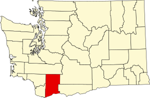 Map of Washington highlighting Skamania County