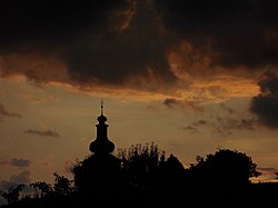 A view of the Roman Catholic church of St Havel in Slaská.