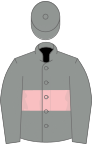 Grey, pink hoop, grey sleeves, grey cap