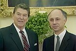 Rodrigo Lloreda (Right) with U.S President Ronald Reagan (Left) in 1985