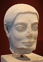 The Sabouroff head, an important example of Late Archaic Greek marble sculpture, c. 550-525 BCE.