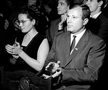 Photo of Valentina Gagarina and her husband Yuri Gagarin in 1964