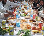 Men eating lunch in Kunar Province of Afghanistan