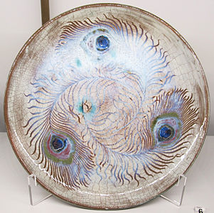 Peacock plate by Auguste Delaherche (1887–94)